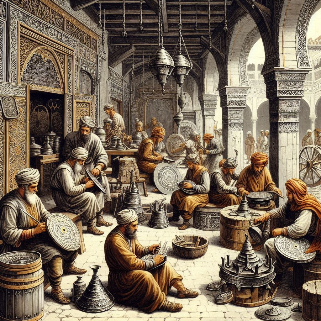 Artesanos de Fez Artesanos de Fez haciendo adargas